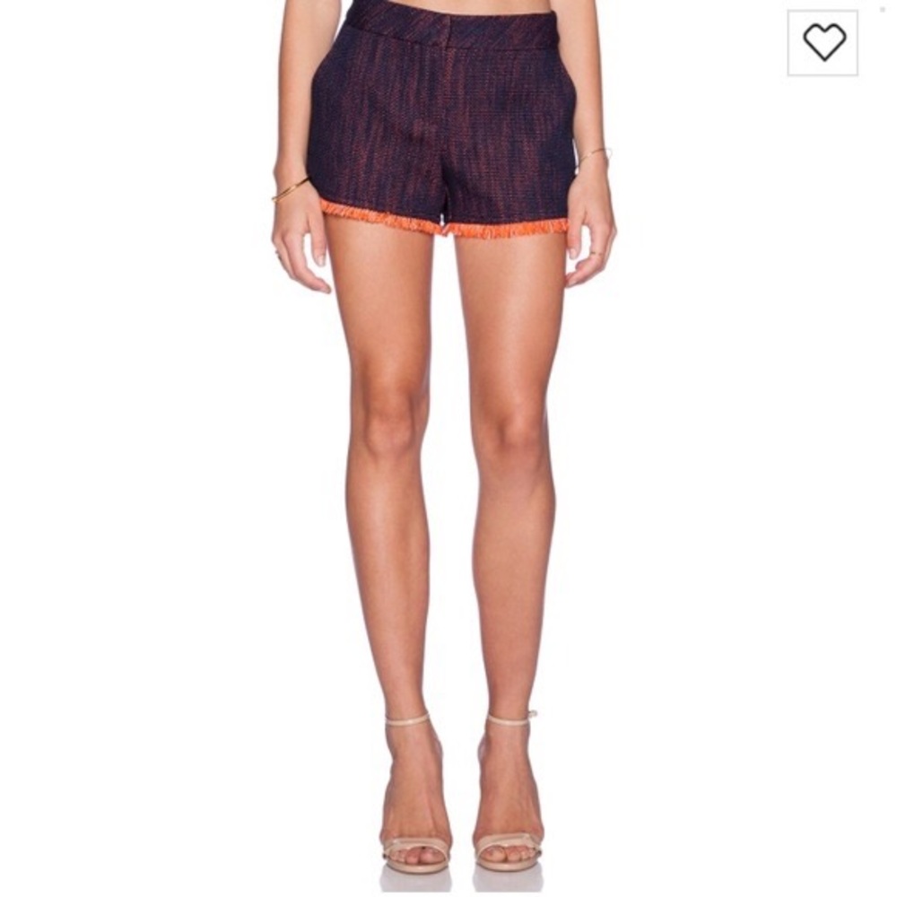 Trina Turk Corbin Pop Tweed Fringe Shorts Navy 4